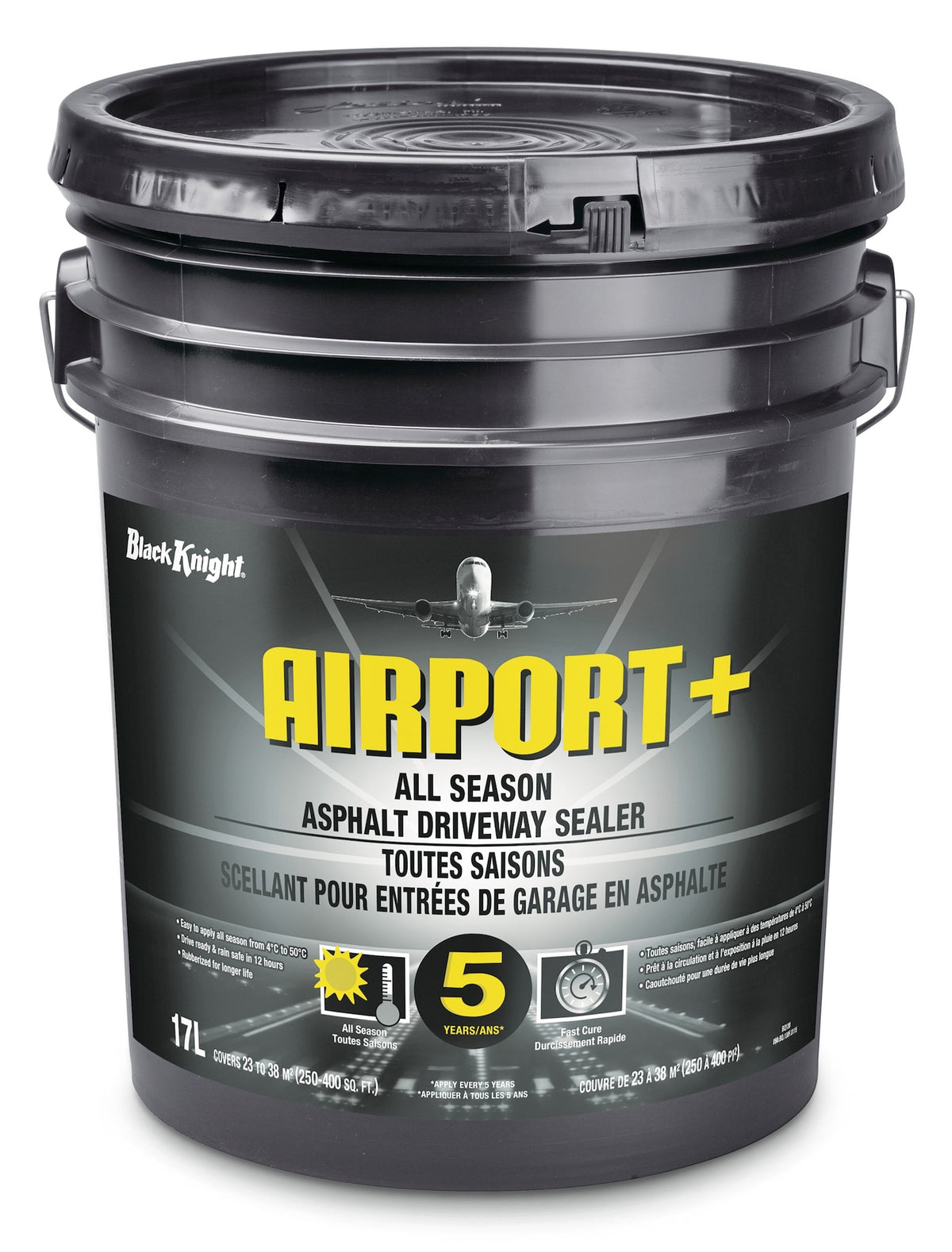 Black Knight Airport+ All-Season Driveway Asphalt Sealer, 250-400 sq. ft Coverage, 17-L