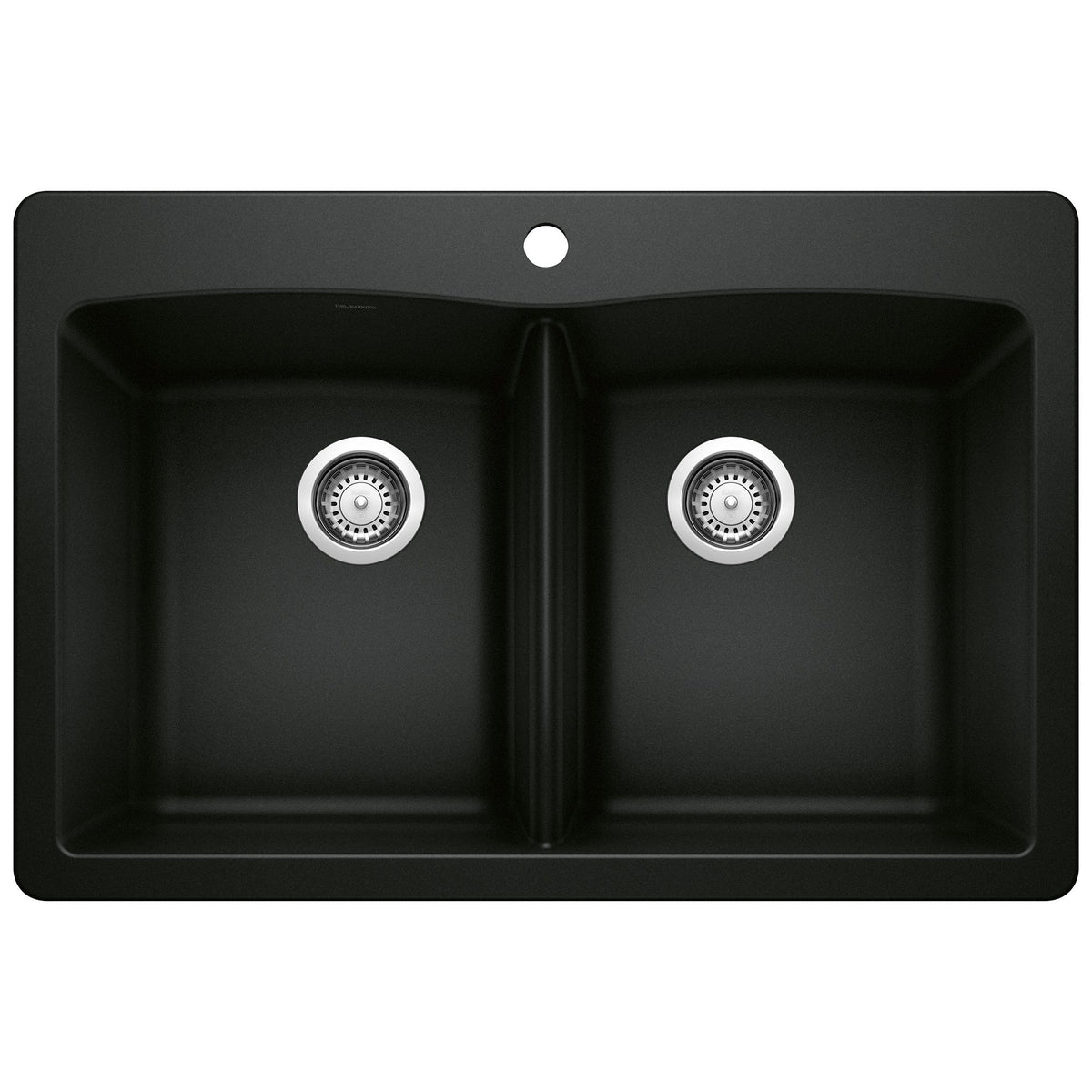 Blanco 50/50 Double Bowl Dual Mount Kitchen Sink, Black, 33-in