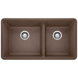 Blanco 60/40 Double Bowl Undermount Kitchen Sink, Café, 33-in