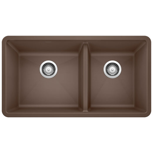 Blanco 60/40 Double Bowl Undermount Kitchen Sink, Café, 33-in