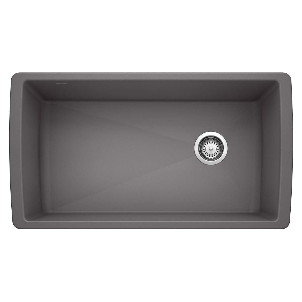 Blanco Diamond SILGRANIT 33-in Super Single Undermount Kitchen Sink, Cinder