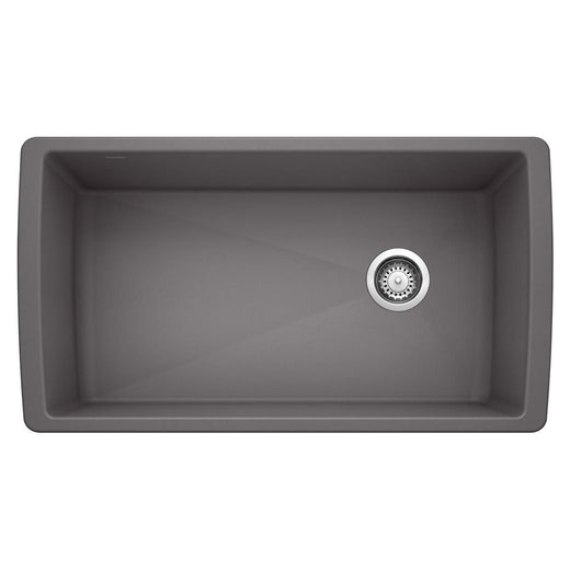 Blanco Diamond SILGRANIT 33-in Super Single Undermount Kitchen Sink, Cinder