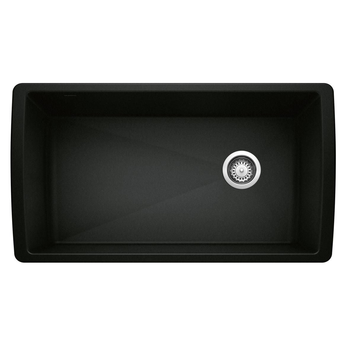 Blanco Diamond SILGRANIT 33-in Super Single Undermount Kitchen Sink, Coal Black