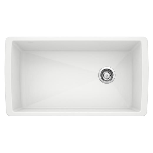 Blanco Diamond SILGRANIT 33-in Super Single Undermount Kitchen Sink, White