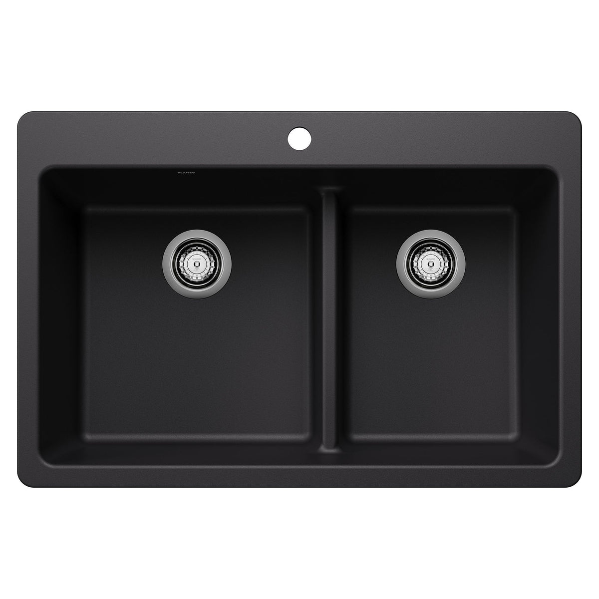 Blanco Dual Mount Kitchen Sink with Low Divide, Black, 33-in