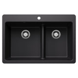 Blanco Dual Mount Kitchen Sink with Low Divide, Black, 33-in