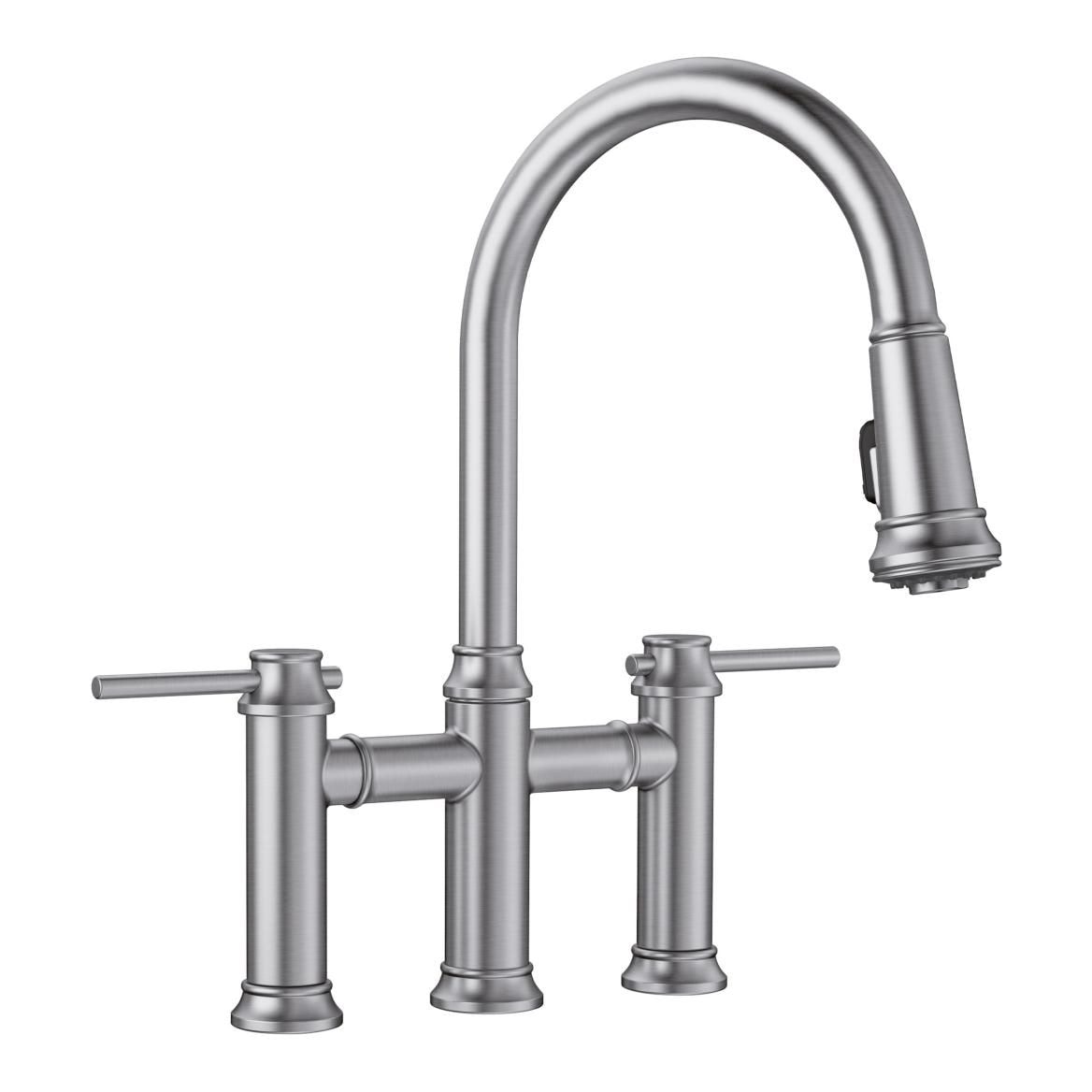 Blanco Empressa Pull-Down Dual-Spray Bridge Faucet, PVD Steel