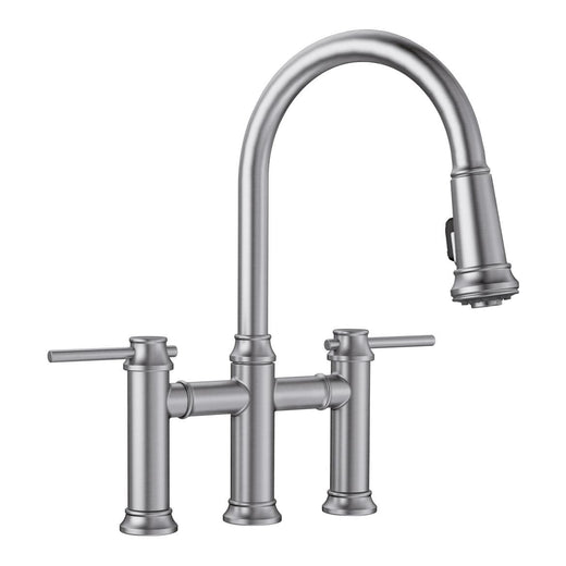 Blanco Empressa Pull-Down Dual-Spray Bridge Faucet, PVD Steel
