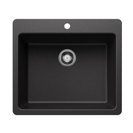 Blanco Liven SILGRANIT 25-in Single Bowl Dual Mount Kitchen Sink, Anthracite