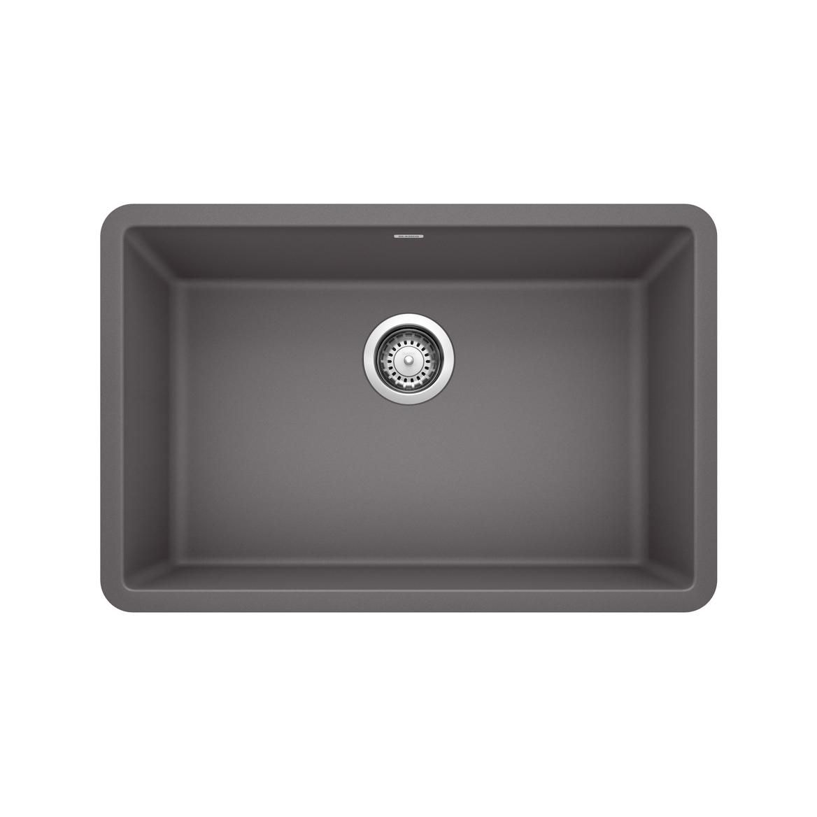 Blanco Precis SILGRANIT 27-in Single Bowl Undermount Kitchen Sink, Cinder