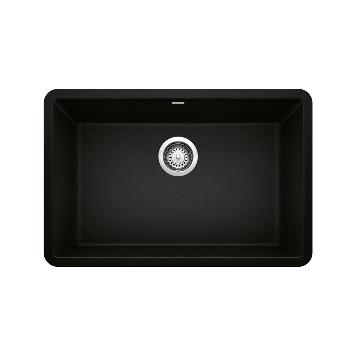 Blanco Precis SILGRANIT 27-in Single Bowl Undermount Kitchen Sink, Coal Black