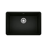 Blanco Precis SILGRANIT 27-in Single Bowl Undermount Kitchen Sink, Coal Black
