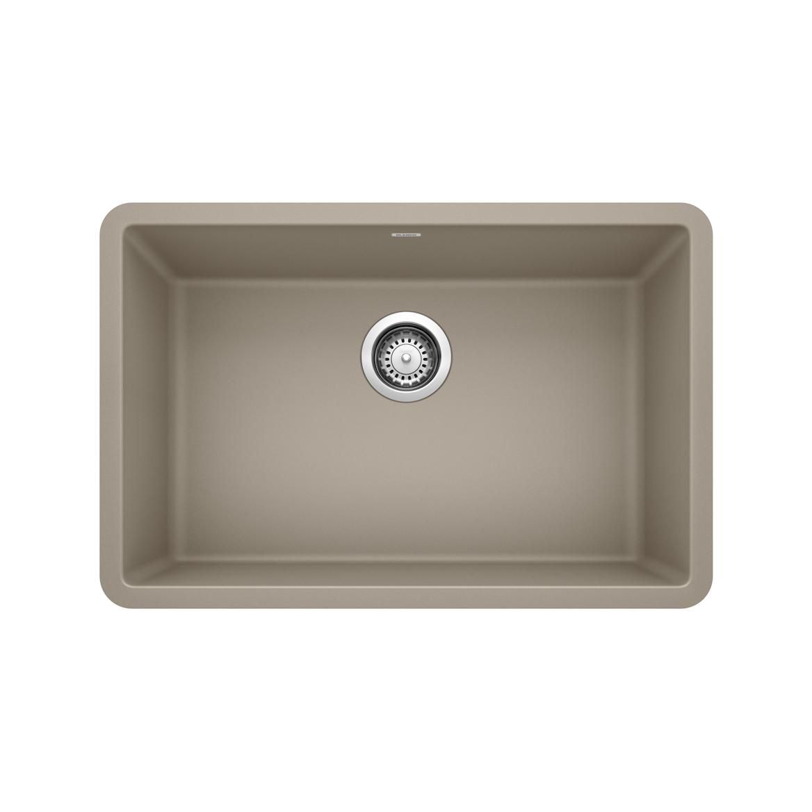 Blanco Precis SILGRANIT 27-in Single Bowl Undermount Kitchen Sink, Truffle