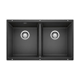 Blanco Precis SILGRANIT 29-in 50/50 Double Bowl Undermount Kitchen Sink, Anthracite