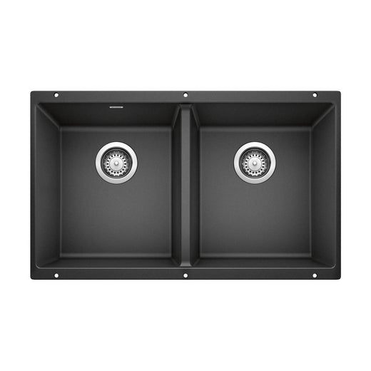 Blanco Precis SILGRANIT 29-in 50/50 Double Bowl Undermount Kitchen Sink, Anthracite
