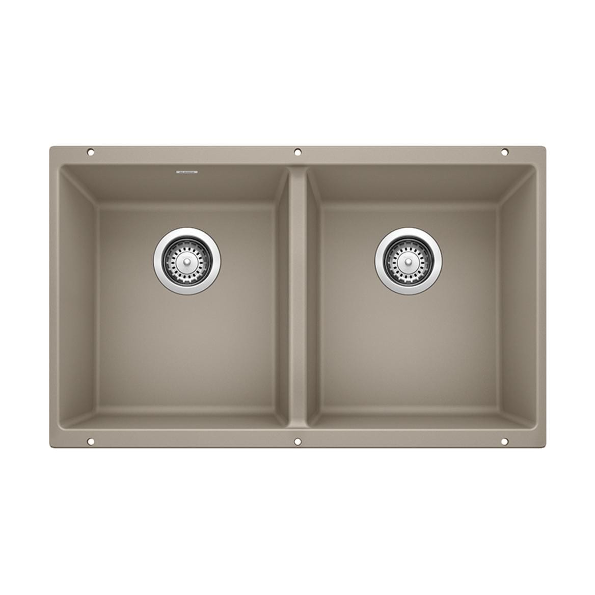 Blanco Precis SILGRANIT 29-in 50/50 Double Bowl Undermount Kitchen Sink, Truffle