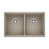Blanco Precis SILGRANIT 29-in 50/50 Double Bowl Undermount Kitchen Sink, Truffle