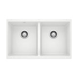 Blanco Precis SILGRANIT 29-in 50/50 Double Bowl Undermount Kitchen Sink, White