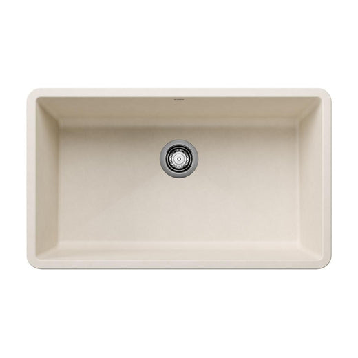 Blanco Precis SILGRANIT 32-in Super Single Undermount Kitchen Sink, Soft White