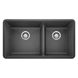 Blanco Precis SILGRANIT 33-in 60/40 Double Bowl Undermount Kitchen Sink, Anthracite