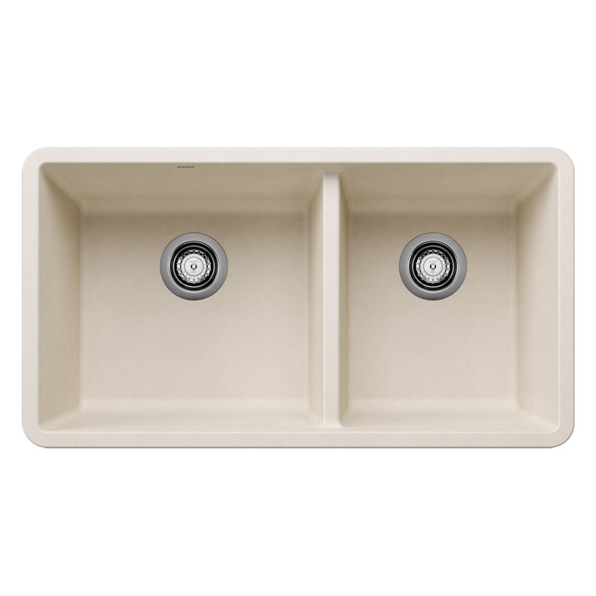 Blanco Precis SILGRANIT 33-in 60/40 Double Bowl Undermount Kitchen Sink, Soft White
