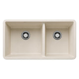 Blanco Precis SILGRANIT 33-in 60/40 Double Bowl Undermount Kitchen Sink, Soft White