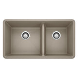 Blanco Precis SILGRANIT 33-in 60/40 Double Bowl Undermount Kitchen Sink, Truffle