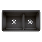 Blanco Precis SILGRANIT 33-in 60/40 Reversible Double Bowl Undermount Kitchen Sink with Low Divide, Anthracite