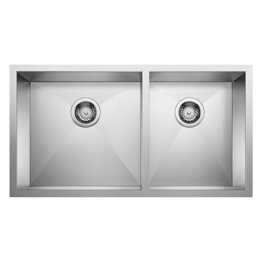 Blanco Quatrus R0 33-in 60/40 Double Bowl Undermount Stainless Kitchen Sink