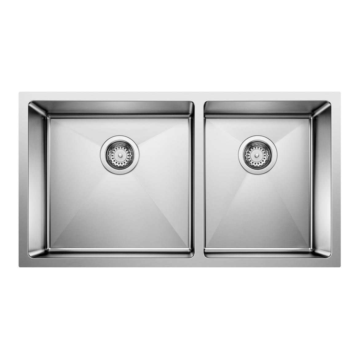 Blanco Quatrus R15 33-in 60/40 Double Bowl Undermount Stainless Steel Kitchen Sink