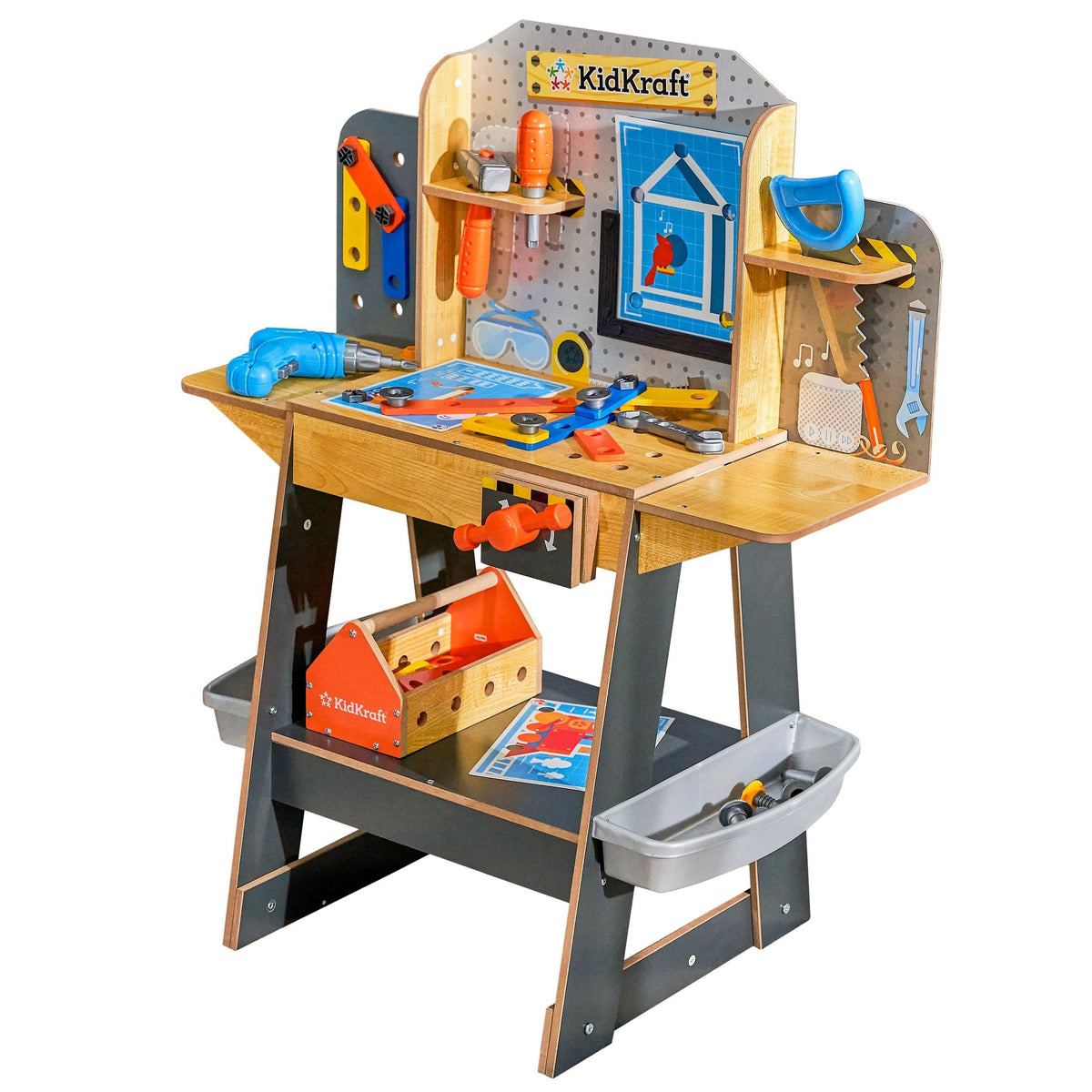 Blueprint Build Wooden Play Workbench with 40+ Accessories, Ages 3+