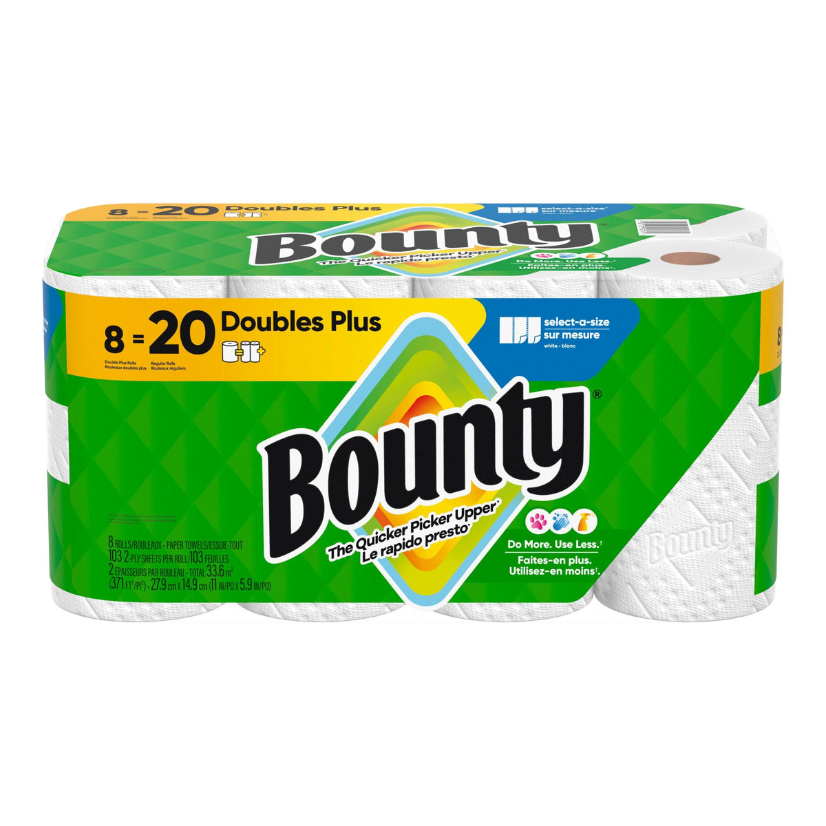 Bounty Select-A-Size Double Plus Roll Paper Towel, 2-ply, 8-pk