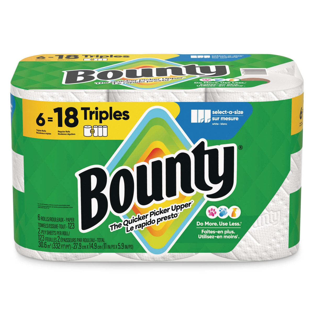 Bounty Triple Roll Paper Towel, 2-ply, 6-pk