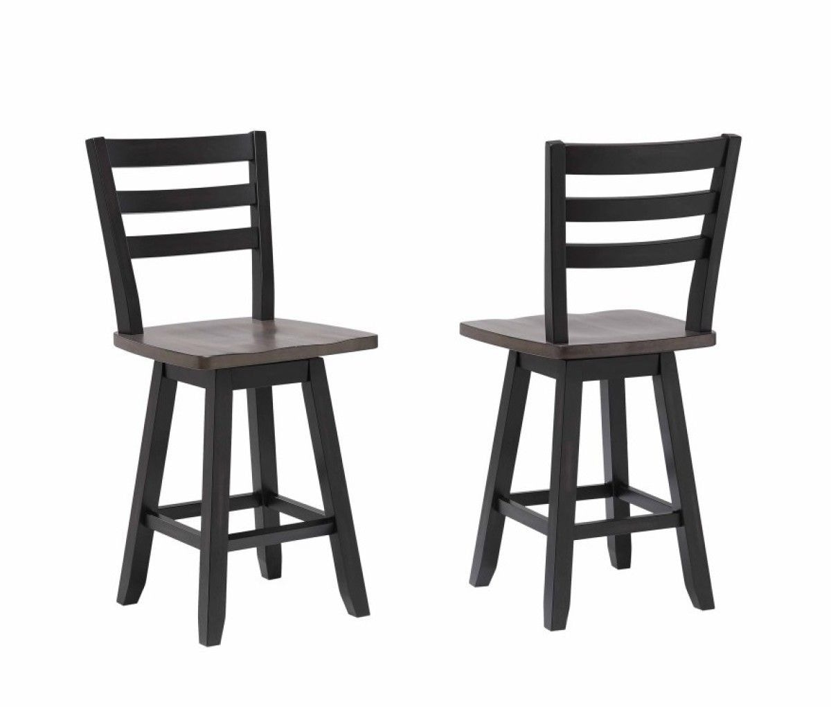 Brassex Aaron Oak/Dark Grey Swivel Counter/Bar Stool with Back Rest, 2-pc