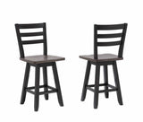 Brassex Aaron Oak/Dark Grey Swivel Counter/Bar Stool with Back Rest, 2-pc