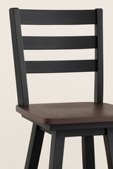 Brassex Aaron Oak/Dark Grey Swivel Counter/Bar Stool with Back Rest, 2-pc image 2