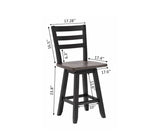 Brassex Aaron Oak/Dark Grey Swivel Counter/Bar Stool with Back Rest, 2-pc image 3