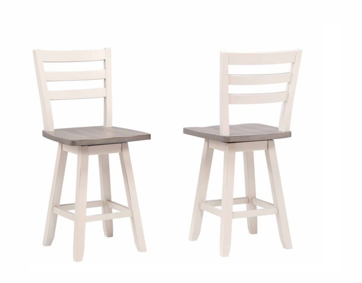 Brassex Alice Grey/White Swivel Counter/Bar Stool with Back Rest, 2-pc