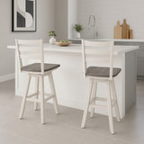 Brassex Alice Grey/White Swivel Counter/Bar Stool with Back Rest, 2-pc image 3