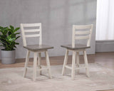 Brassex Alice Grey/White Swivel Counter/Bar Stool with Back Rest, 2-pc image 7
