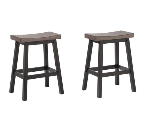 Brassex Arnold Oak/Dark Grey Counter/Bar Stool with Back Rest, 2-pc