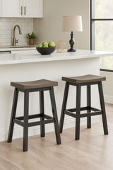 Brassex Arnold Oak/Dark Grey Counter/Bar Stool with Back Rest, 2-pc image 4