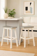 Brassex Asher Grey/White Backless Counter/Bar Stool, 2-pc image 4