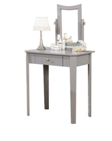 Brassex Cece 1-Drawer Grey Dressing Table Makeup Vanity Set with Stool and Mirror image 2