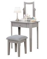 Brassex Cece 1-Drawer Grey Dressing Table Makeup Vanity Set with Stool and Mirror image 3
