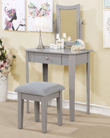 Brassex Cece 1-Drawer Grey Dressing Table Makeup Vanity Set with Stool and Mirror image 4