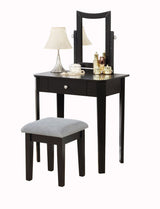 Brassex Celah 1-Drawer Black Dressing Table Makeup Vanity Set with Stool and Mirror image 2