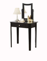 Brassex Celah 1-Drawer Black Dressing Table Makeup Vanity Set with Stool and Mirror image 3