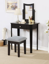 Brassex Celah 1-Drawer Black Dressing Table Makeup Vanity Set with Stool and Mirror image 4