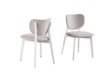 Brassex Dua Cream Fabric Upholstered Dining Chair with Curved Backrest, 2-pc image 2
